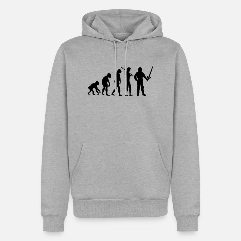 ritter_evolution - Männer Premium Bio Hoodie - Grau meliert