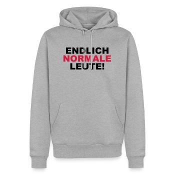 Endlich normale Leute! - Männer Premium Bio Hoodie - Grau meliert - Vorne - Thijin (182cm)