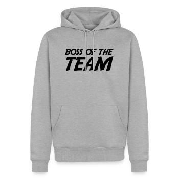 Patron de l’équipe - Sweat à capuche Premium bio Homme - gris chiné - Devant - Thijin (182cm)