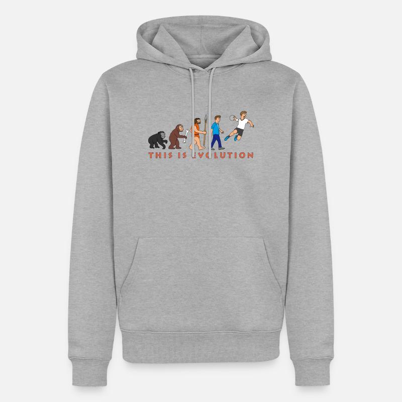 evolution_handball_comic_122012_c - Männer Premium Bio Hoodie - Grau meliert