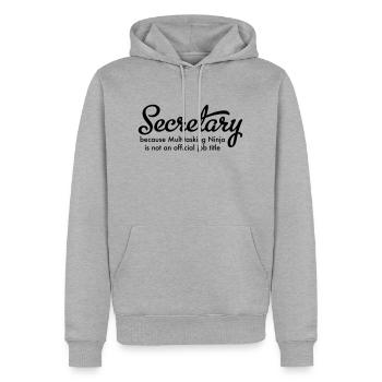 secretary - Männer Premium Bio Hoodie - Grau meliert - Vorne - Thijin (182cm)