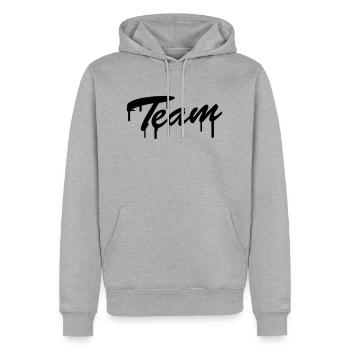 Team Graffiti - Sweat à capuche Premium bio Homme - gris chiné - Devant - Thijin (182cm)