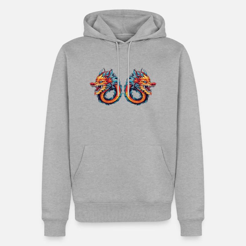 Dragons Chine - Sweat à capuche Premium bio Homme - gris chiné