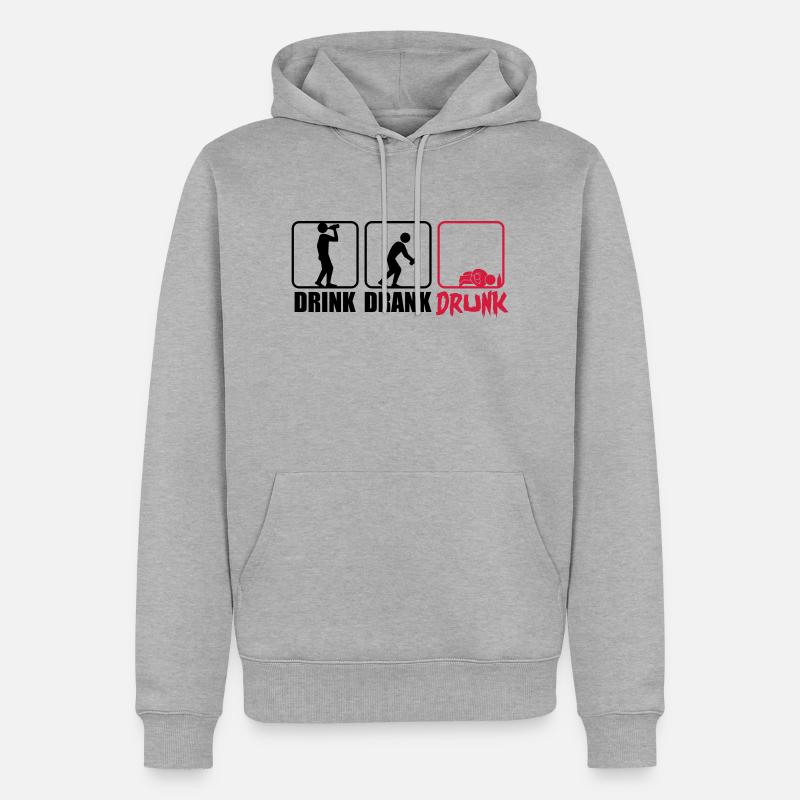 Evolution Hangover Drink Drank Drunk - Männer Premium Bio Hoodie - Grau meliert