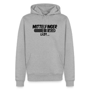 Mittelfinger lädt - Männer Premium Bio Hoodie - Grau meliert - Vorne - Thijin (182cm)