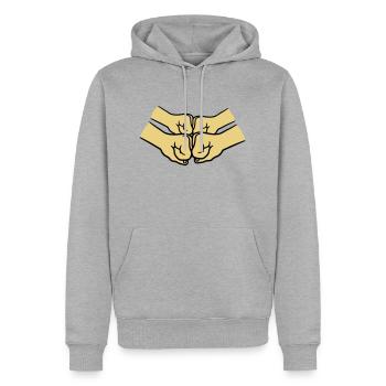 Équipage à 4 mains - Sweat à capuche Premium bio Homme - gris chiné - Devant - Thijin (182cm)