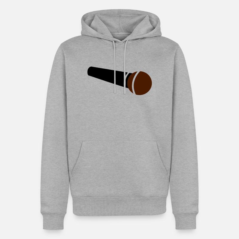 Mikrofon - Männer Premium Bio Hoodie - Grau meliert