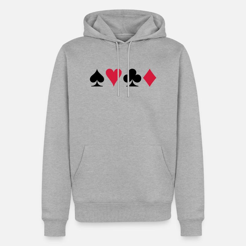 Poker - Männer Premium Bio Hoodie - Grau meliert