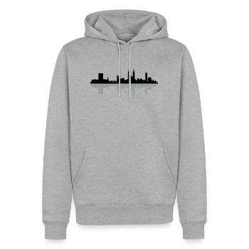 Skyline Basel - Männer Premium Bio Hoodie - Grau meliert - Vorne - Thijin (182cm)