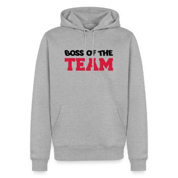 boss_of_the_team02 - Sweat à capuche Premium bio Homme - gris chiné - Devant - Thijin (182cm)