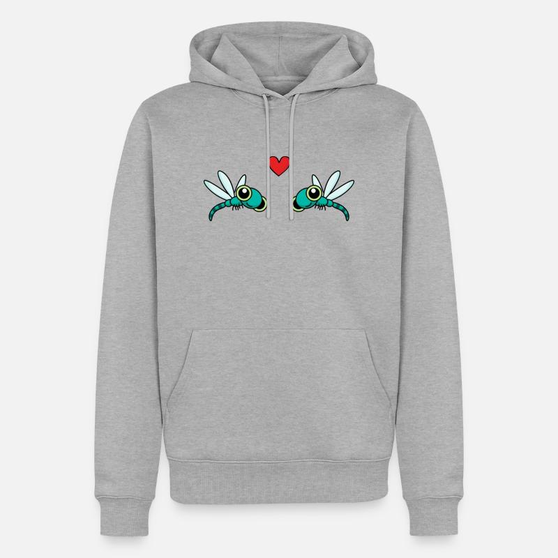 libellule comic couple amour - Sweat à capuche Premium bio Homme - gris chiné