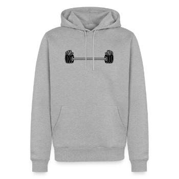 Bodybuilder Haltérophilie Français Frites - Sweat à capuche Premium bio Homme - gris chiné - Devant - Thijin (182cm)