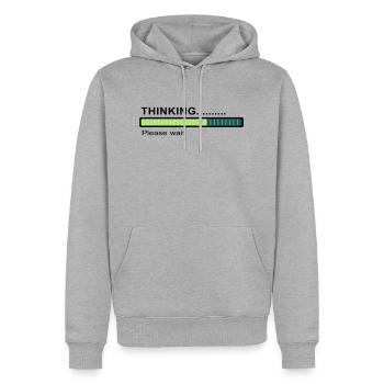 Thinking... - Männer Premium Bio Hoodie - Grau meliert - Vorne - Thijin (182cm)