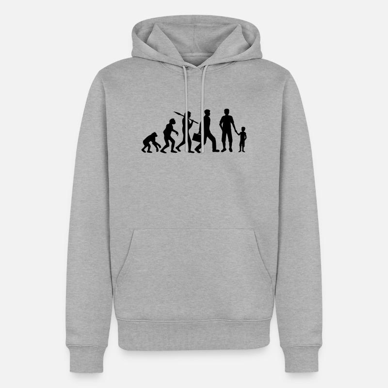 Fier papa Jeune Évolution - Sweat à capuche Premium bio Homme - gris chiné