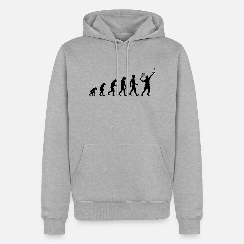Evolution du badminton - Sweat à capuche Premium bio Homme - gris chiné