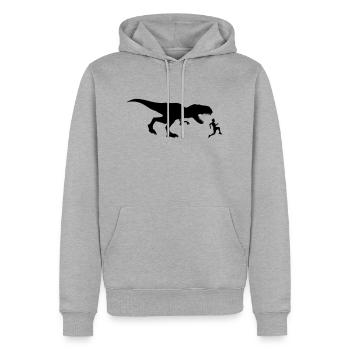 fuir course courir course silhouette contour noir - Sweat à capuche Premium bio Homme - gris chiné - Devant - Thijin (182cm)