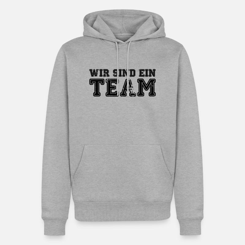 wir_sind_ein_team - Männer Premium Bio Hoodie - Grau meliert