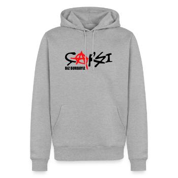 CARSI biz burdayiz - Sweat à capuche Premium bio Homme - gris chiné - Devant - Thijin (182cm)
