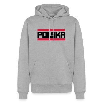 polksa - Männer Premium Bio Hoodie - Grau meliert - Vorne - Thijin (182cm)