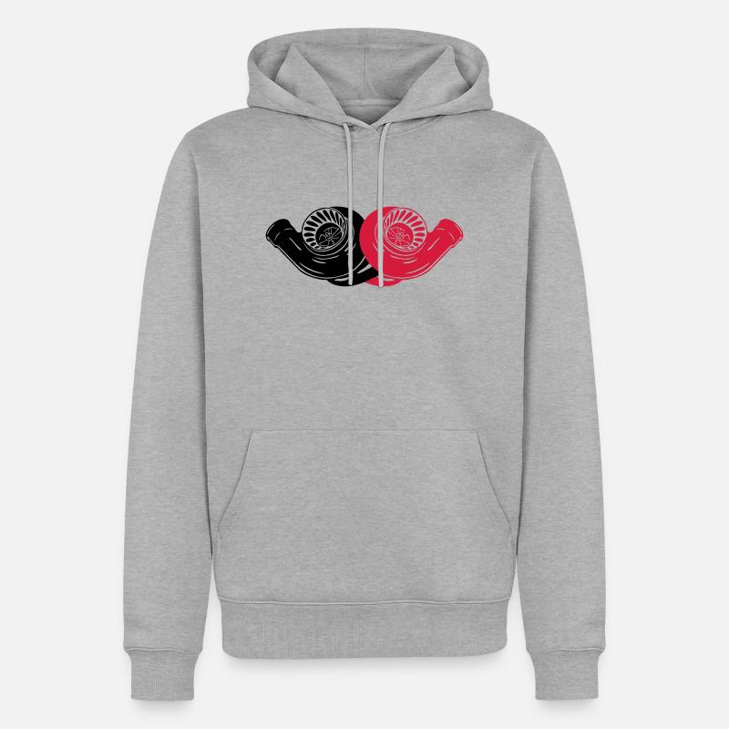 BiTURBO - Männer Premium Bio Hoodie - Grau meliert