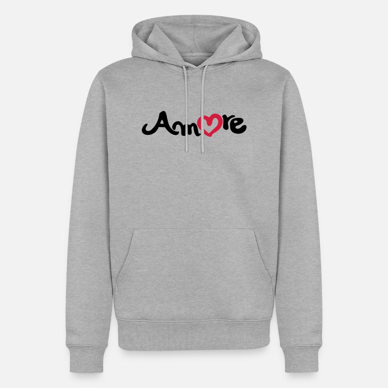 amore - Sweat à capuche Premium bio Homme - gris chiné