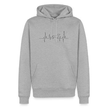 Hundeurin-Heartbeat Design - Männer Premium Bio Hoodie - Grau meliert - Vorne - Thijin (182cm)