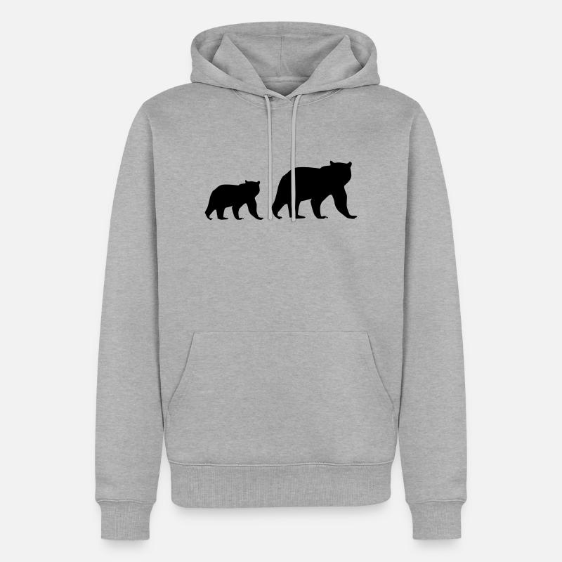 Ours - Sweat à capuche Premium bio Homme - gris chiné