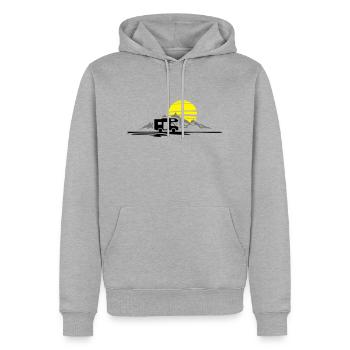 Freizeit - Wohnmobil Berge - Männer Premium Bio Hoodie - Grau meliert - Vorne - Thijin (182cm)