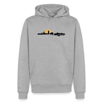 Skyline - Sachsen Bundesland - Männer Premium Bio Hoodie - Grau meliert - Vorne - Thijin (182cm)