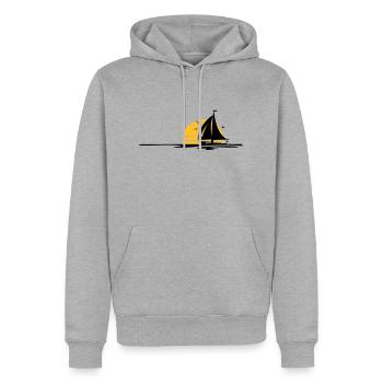 Schiffe - Segelboot Sonne - Männer Premium Bio Hoodie - Grau meliert - Vorne - Thijin (182cm)