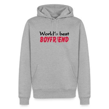 World's best Boyfriend - Sweat à capuche Premium bio Homme - gris chiné - Devant - Thijin (182cm)