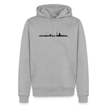 Hamburg Skyline - Männer Premium Bio Hoodie - Grau meliert - Vorne - Thijin (182cm)