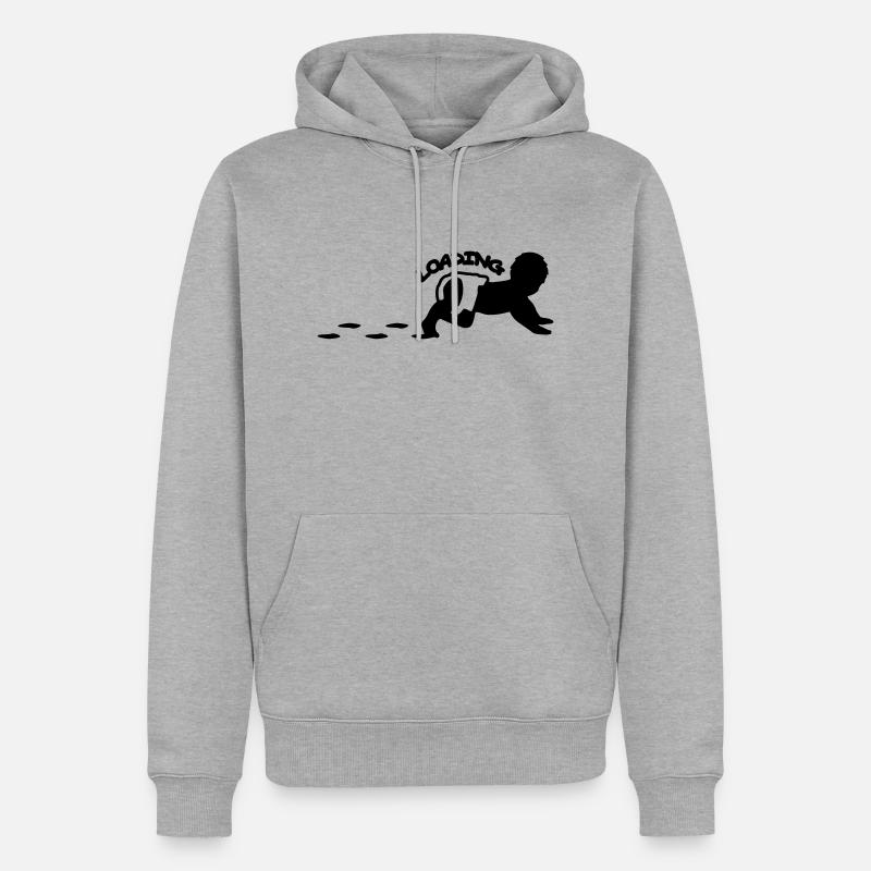 Baby Is Loading Logo Design - Sweat à capuche Premium bio Homme - gris chiné