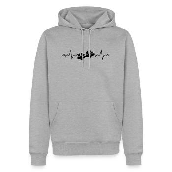 animaux pattes battements de cœur battement de cœur - Sweat à capuche Premium bio Homme - gris chiné - Devant - Thijin (182cm)