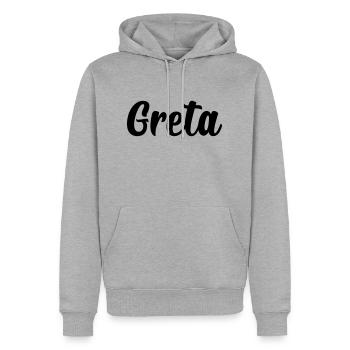 Greta - Männer Premium Bio Hoodie - Grau meliert - Vorne - Thijin (182cm)