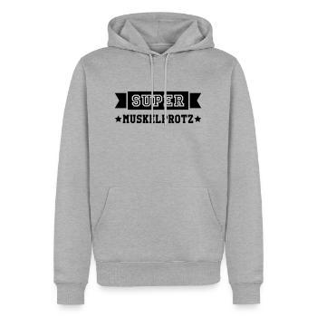 Kräftig Muskulös Muskelprotz Stämmig bodybuilding - Männer Premium Bio Hoodie - Grau meliert - Vorne - Thijin (182cm)