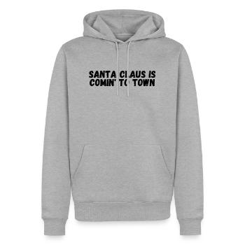 Le Père Noël arrive en ville - Sweat à capuche Premium bio Homme - gris chiné - Devant - Thijin (182cm)