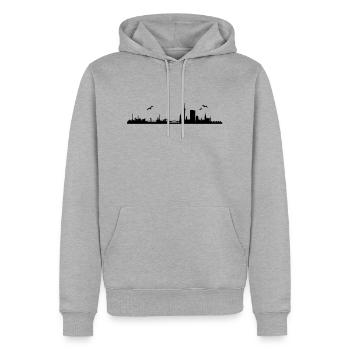 Hamburger Skyline - Männer Premium Bio Hoodie - Grau meliert - Vorne - Thijin (182cm)