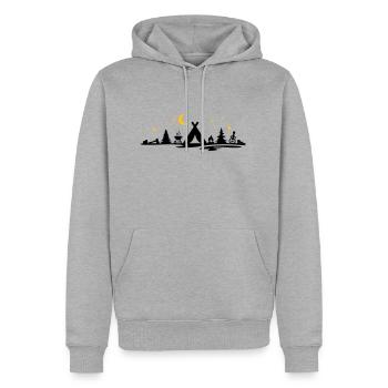 Freizeit - Camping Zelten Mond - Männer Premium Bio Hoodie - Grau meliert - Vorne - Thijin (182cm)