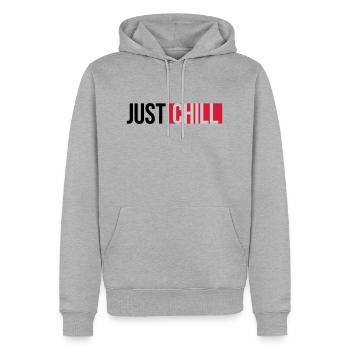 Just Chill Text Logo - Men’s Premium Organic Hoodie - heather grey - Front - Thijin (182cm)