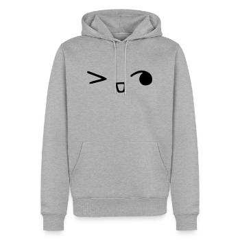 kawaii_face_8 - Männer Premium Bio Hoodie - Grau meliert - Vorne - Thijin (182cm)
