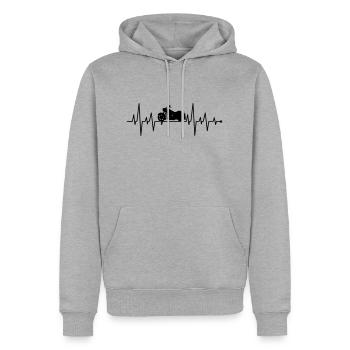 Motorrad fahrender papa - Männer Premium Bio Hoodie - Grau meliert - Vorne - Thijin (182cm)