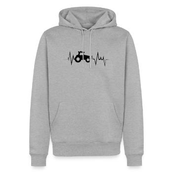 Rythme cardiaque ECG du tracteur - Sweat à capuche Premium bio Homme - gris chiné - Devant - Thijin (182cm)