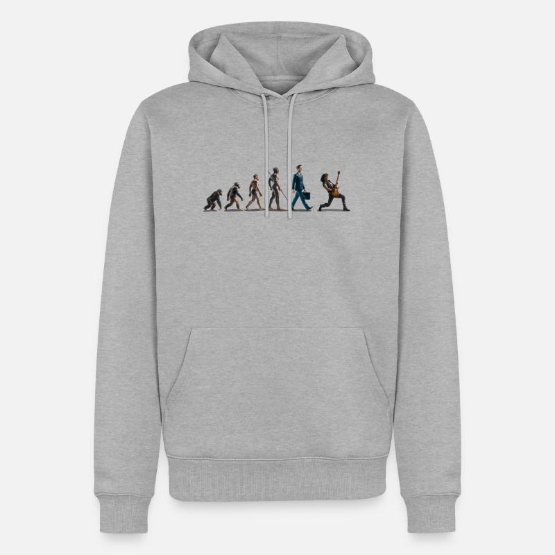 Evolution Guitariste - Sweat à capuche Premium bio Homme - gris chiné