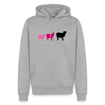 sheep family - Männer Premium Bio Hoodie - Grau meliert - Vorne - Thijin (182cm)