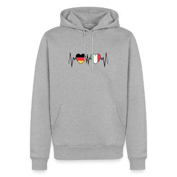 ECG de pouls de battement de coeur d'Allemagne et d'Italie - Sweat à capuche Premium bio Homme - gris chiné - Devant - Thijin (182cm)