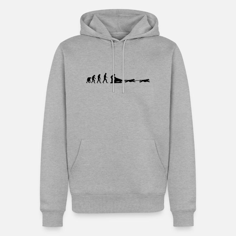hundeschlitten evolution - Männer Premium Bio Hoodie - Grau meliert