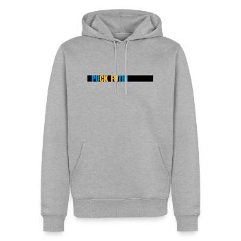 puck futin Logo Design - Männer Premium Bio Hoodie - Grau meliert - Vorne - Thijin (182cm)