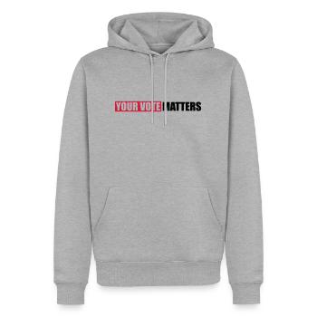 votre vote compte citation - Sweat à capuche Premium bio Homme - gris chiné - Devant - Thijin (182cm)