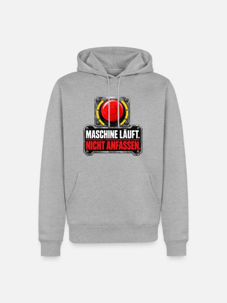 Maschine läuft nicht anfassen - Männer Premium Bio Hoodie - Grau meliert